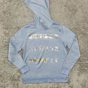 Under Armour Women's Size M Pullover Hoodie Loose Coldgear Blue Long Sleeve Pol